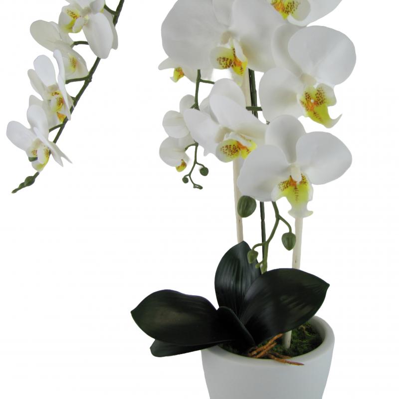Sztuczne storczyki x3 białe w doniczce ceramicznej 80cm (2 szt.)